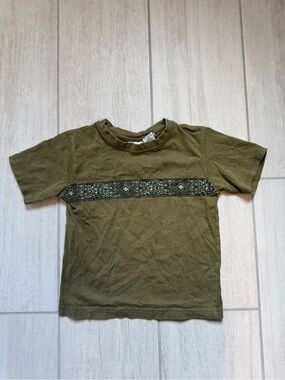 Covington Olive Green Short-Sleeve Tee with Patterned Chest Trim